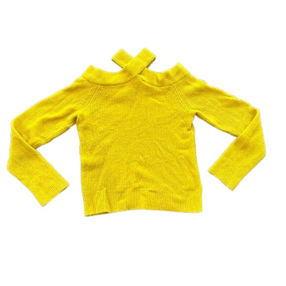 ANTHROPOLOGIE Moth RIbbed Sweater with Cutout Shoulders Size Small Yellow - Picture 1 of 9